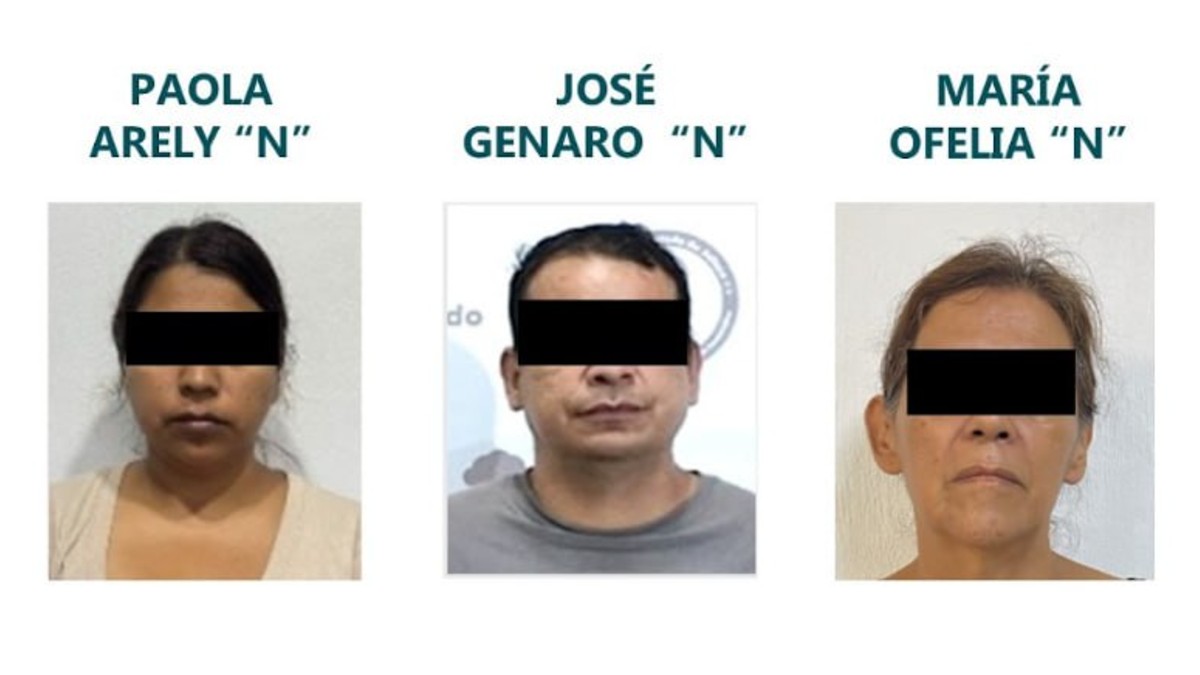 Los tres familiares detenidos son la abuela, María Ofelia ‘N’, el tío paterno, José Genaro ‘N’ y la tía Paola Arely 'N'