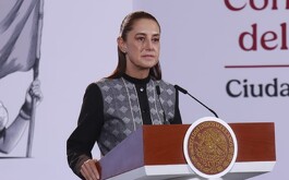 Claudia Sheinbaum en la Conferencia del Pueblo en Palacio Nacional.