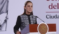 Claudia Sheinbaum en la Conferencia del Pueblo en Palacio Nacional.