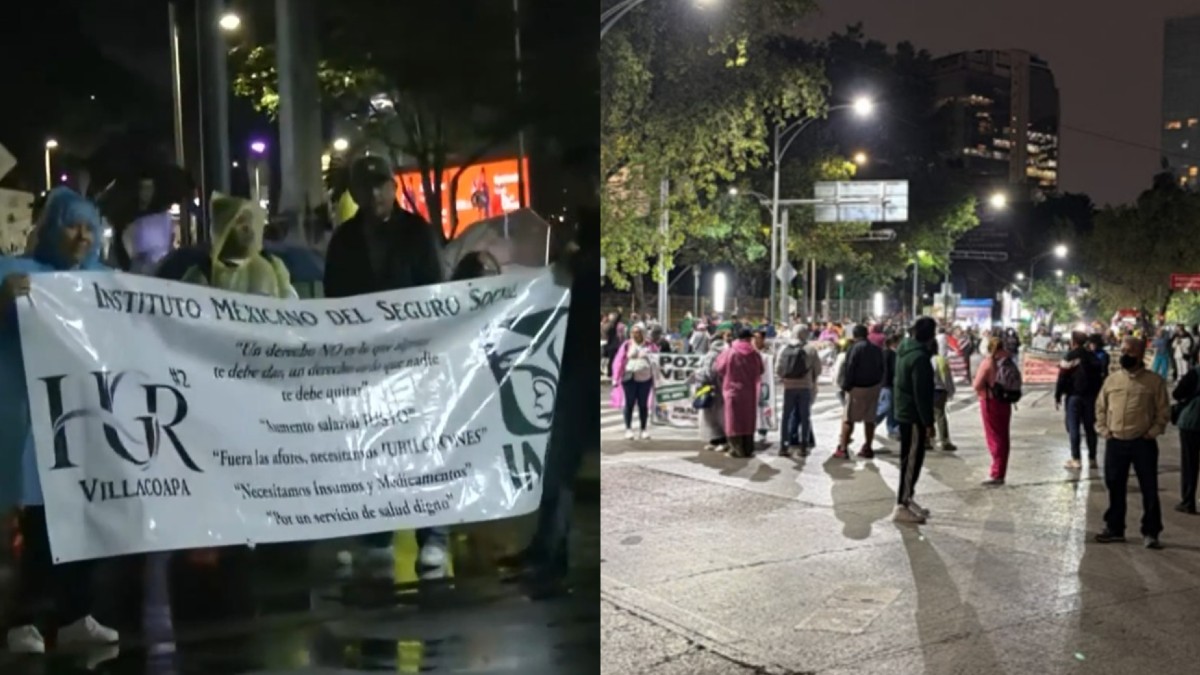 Trabajadores del IMSS bloquen Paseo de la Reforma; afecta servicios del Metrobús.