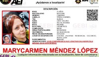 La ficha oficial no refiere señas particulares de la mujer.