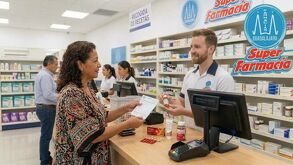Recreación hecha con IA de una señora comprando medicina.
