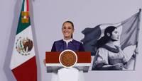 Claudia Sheinbaun en conferencia del Pueblo el 12 de octubre | Ariana Pérez