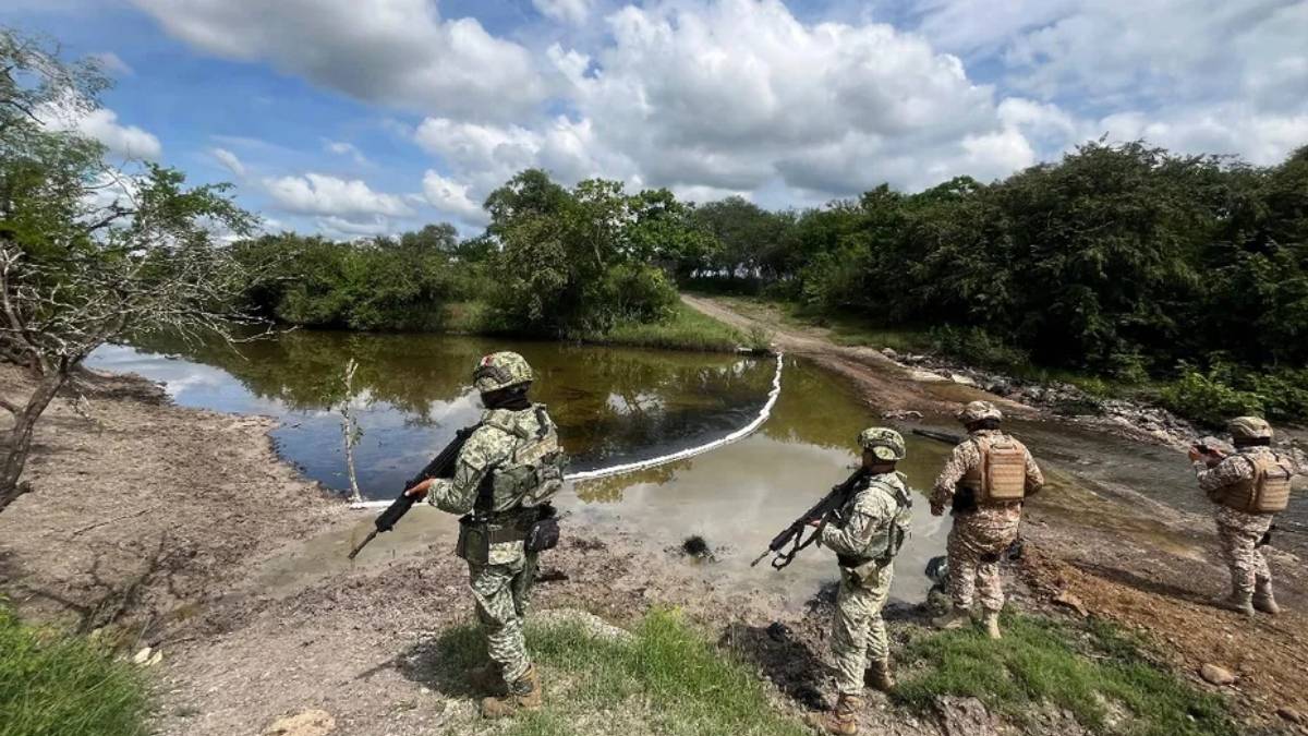 Tramos del estero Barberena y la vegetación de la zona lucen cubiertos por manchas de petróleo.