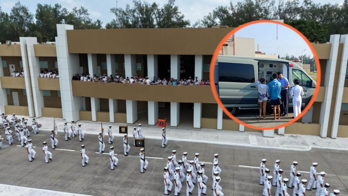 Se desploma cimbra de cobertizo en Escuela Naval de Veracruz durante construcción, hay 14 heridos | Cortesía