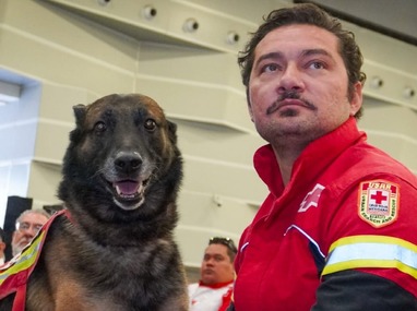 "Rex"y el voluntario Daniel Hernández conformaron el binomio de rescate de la Cruz Roja Delegación Ciudad de Puebla | Cruz Roja Mexicana