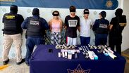 Los detenidos identificados como Miguel Ángel ‘N’, Julio César ‘N’ y Michell ‘N’.| Cortesía