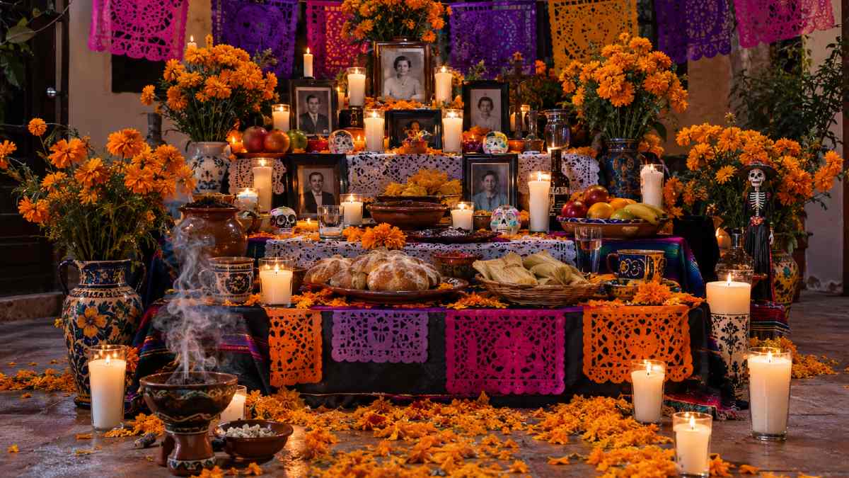 En las ofrendas, colocamos ciertos elementos que muestran esta mezcla de creencias / Chat GPT