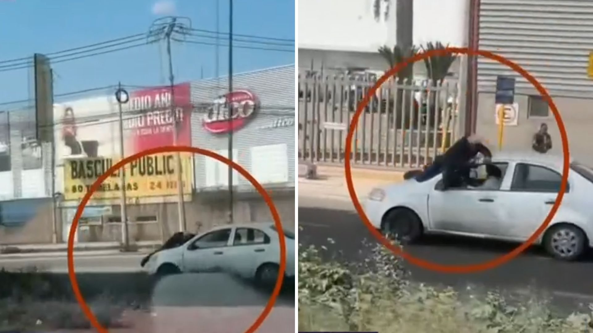 Hombre viaja sobre el cofre de un auto en plena autopista México-Querétaro