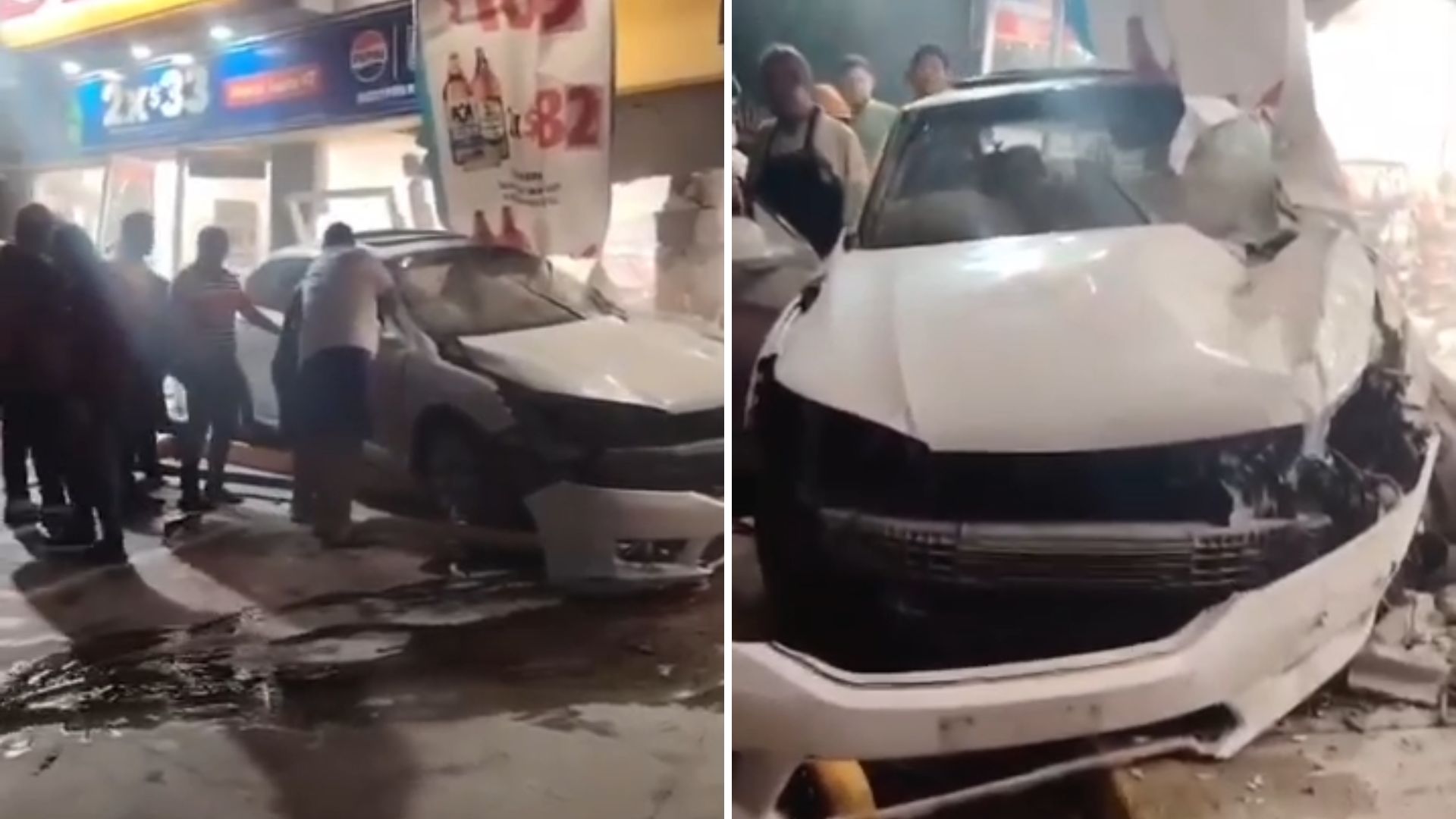Automóvil a exceso de velocidad se incrusta en tienda OXXO de Gómez Palacio