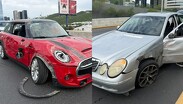 El Mercedes presentó daños en su costado derecho.
