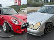El Mercedes presentó daños en su costado derecho.