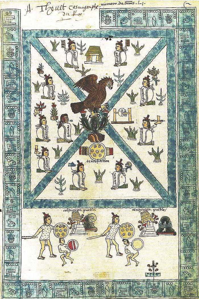 Fundación de Tenochtitlan. Códice Mendoza, folio 2r, hacia 1541. Bodleian Library | Universidad de Oxford