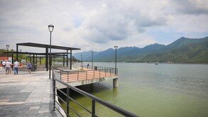 Nuevo malecón en presa La Boca.| Especial