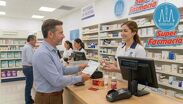 Recreación hecha con IA de un señor comprando medicina en Farmacias Guadalajara.