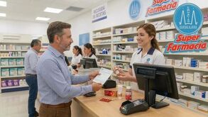 Recreación hecha con IA de un señor comprando medicina en Farmacias Guadalajara.