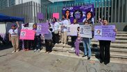 La familia López Mijangos se manifestó pacíficamente este 20 de octubre en la sede de la FGE Puebla |