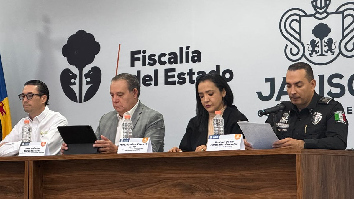 Autoridades en rueda de prensa de Seguridad en Jalisco el 22 de octubre 2026 en Fiscalía de Jalisco