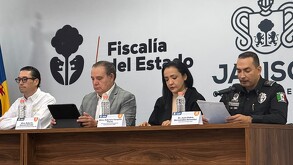 Autoridades en rueda de prensa de Seguridad en Jalisco el 22 de octubre 2026 en Fiscalía de Jalisco