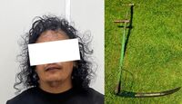 Comerciantes atrapan a hombre que presuntamente los amenazaba con una guadaña