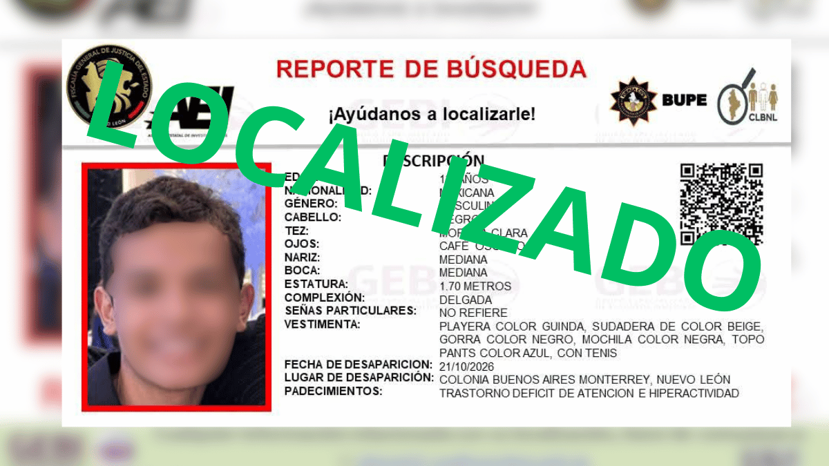 Localizan en CDMX a menor desaparecido en Monterrey