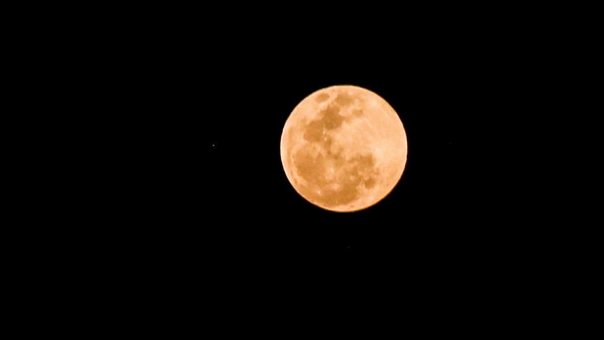 Luna llena dorada de noche.