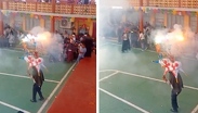 Personal de Protección Civil de Tantoyuca acudió a la escuela para atender a los estudiantes afectados