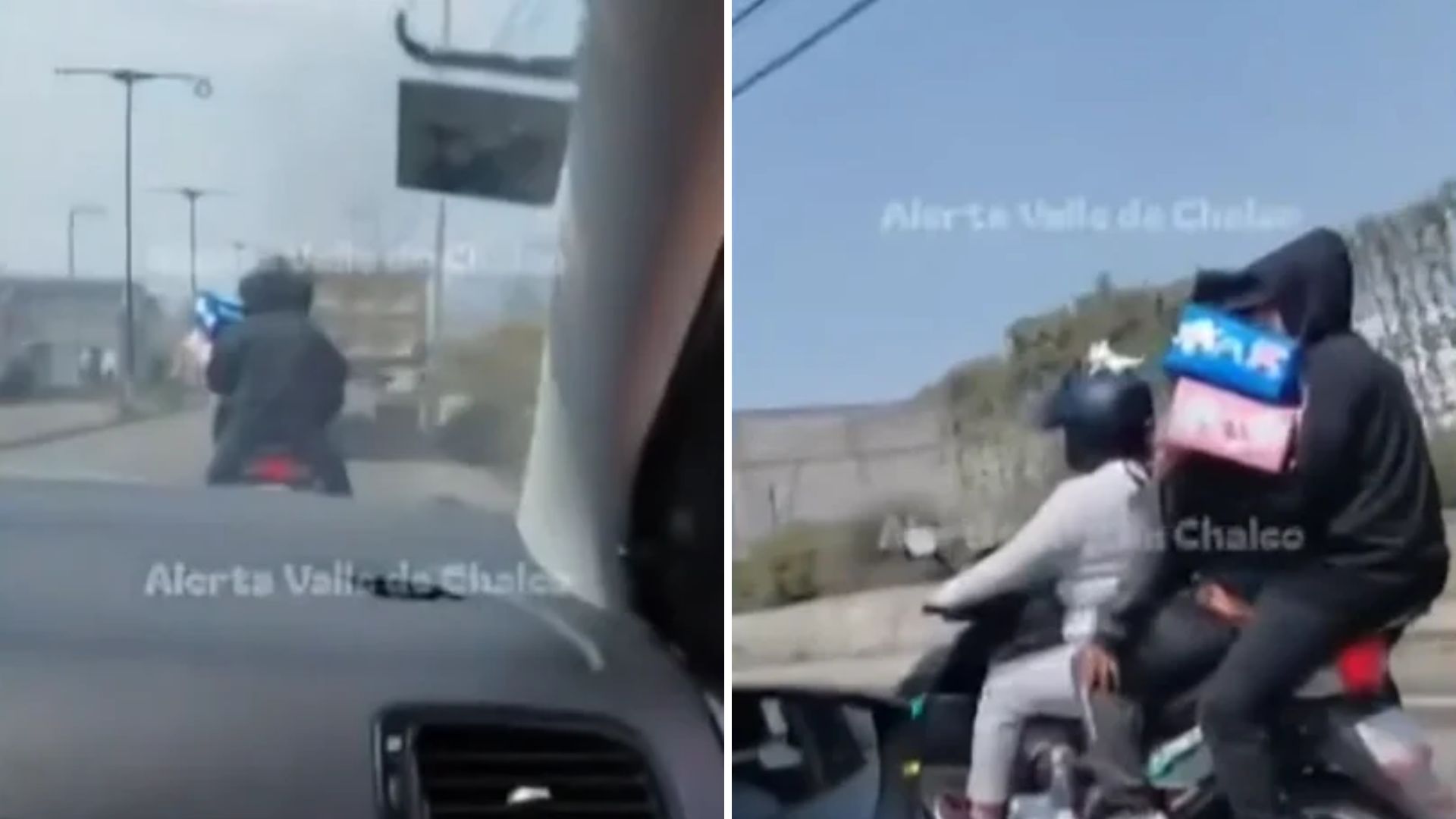 Captan a familia en moto sin casco y con un menor en Valle de Chalco, Edomex