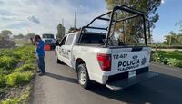 Patrulla de la Policía de Tlajomulco en el lugar donde el auto tuvo el accidente | Usi Toledo